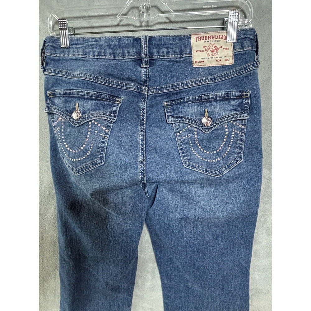 True Religion 28 Becca Crystal Flap Rhinestone Mid Rise Bootcut Jean $179 Y2k